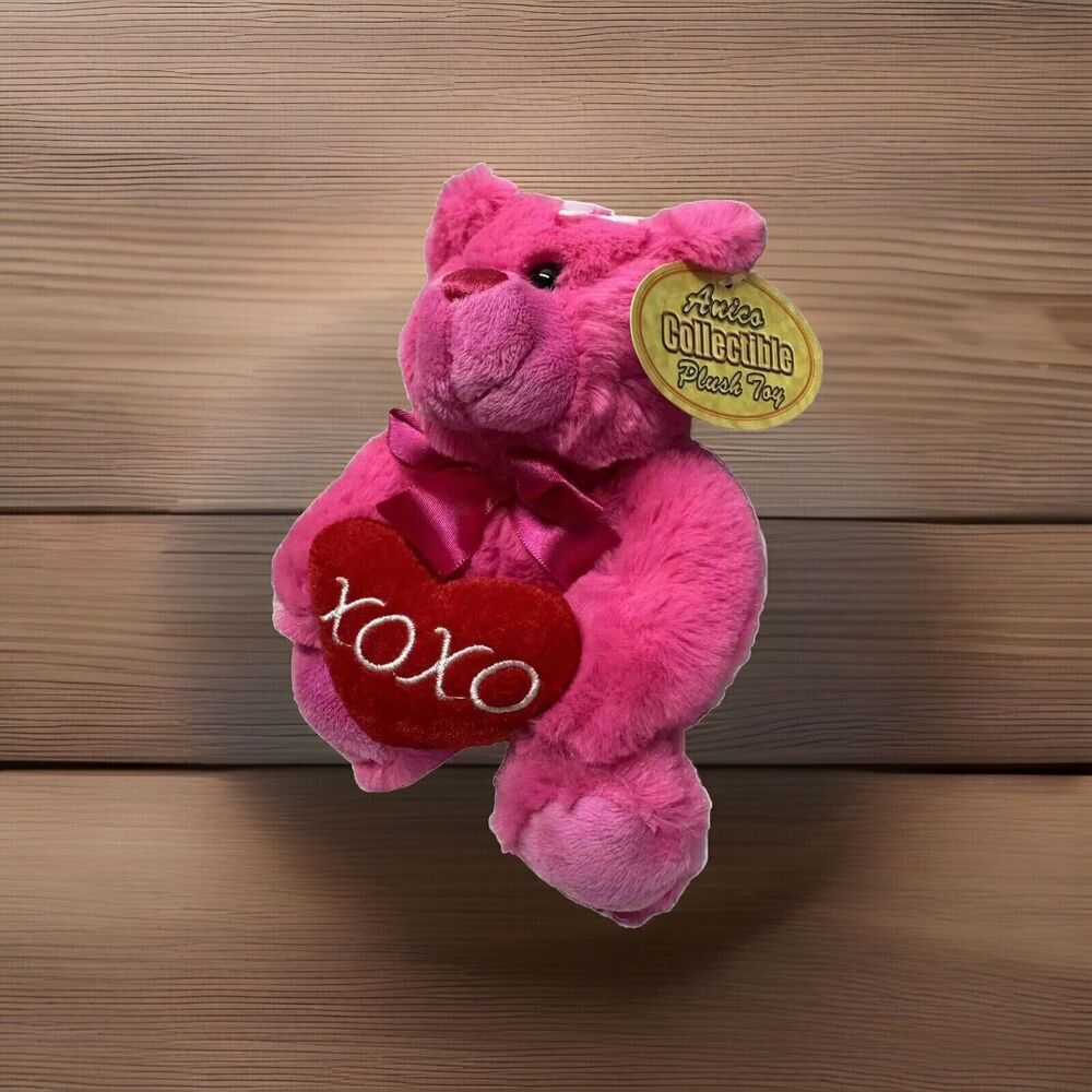 Anico Collectible Pink Teddy Bear Plush Toy w/ XOXO Heart Stuffed Animal w/ Tags
